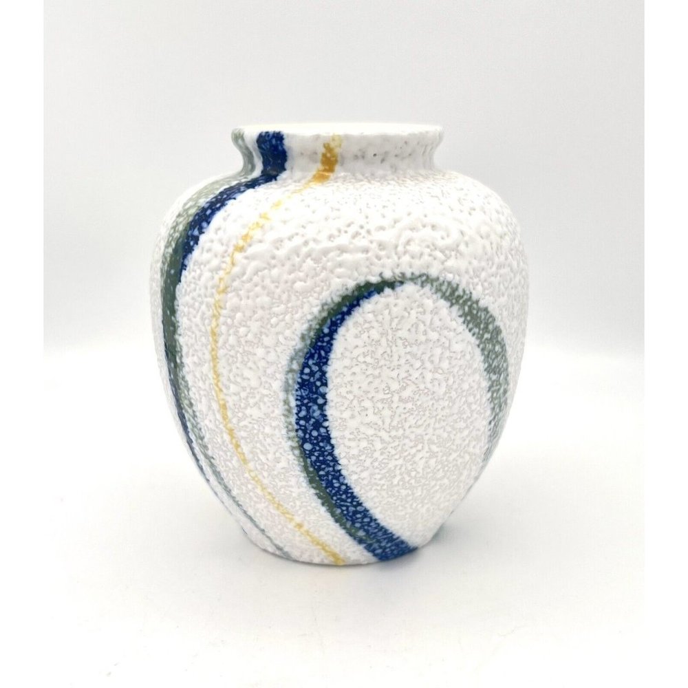 Vintage 80s Textured Finish Vase Abstract Contemporary Modernist Design